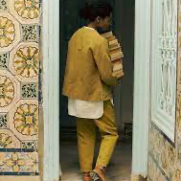 Alix Cotton Check Trousers | Golden Olive, Medium - Picture 9 of 10